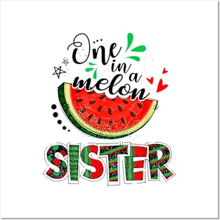 One In A Melon Sister Watermelon Family Matching Summer Posters and Art